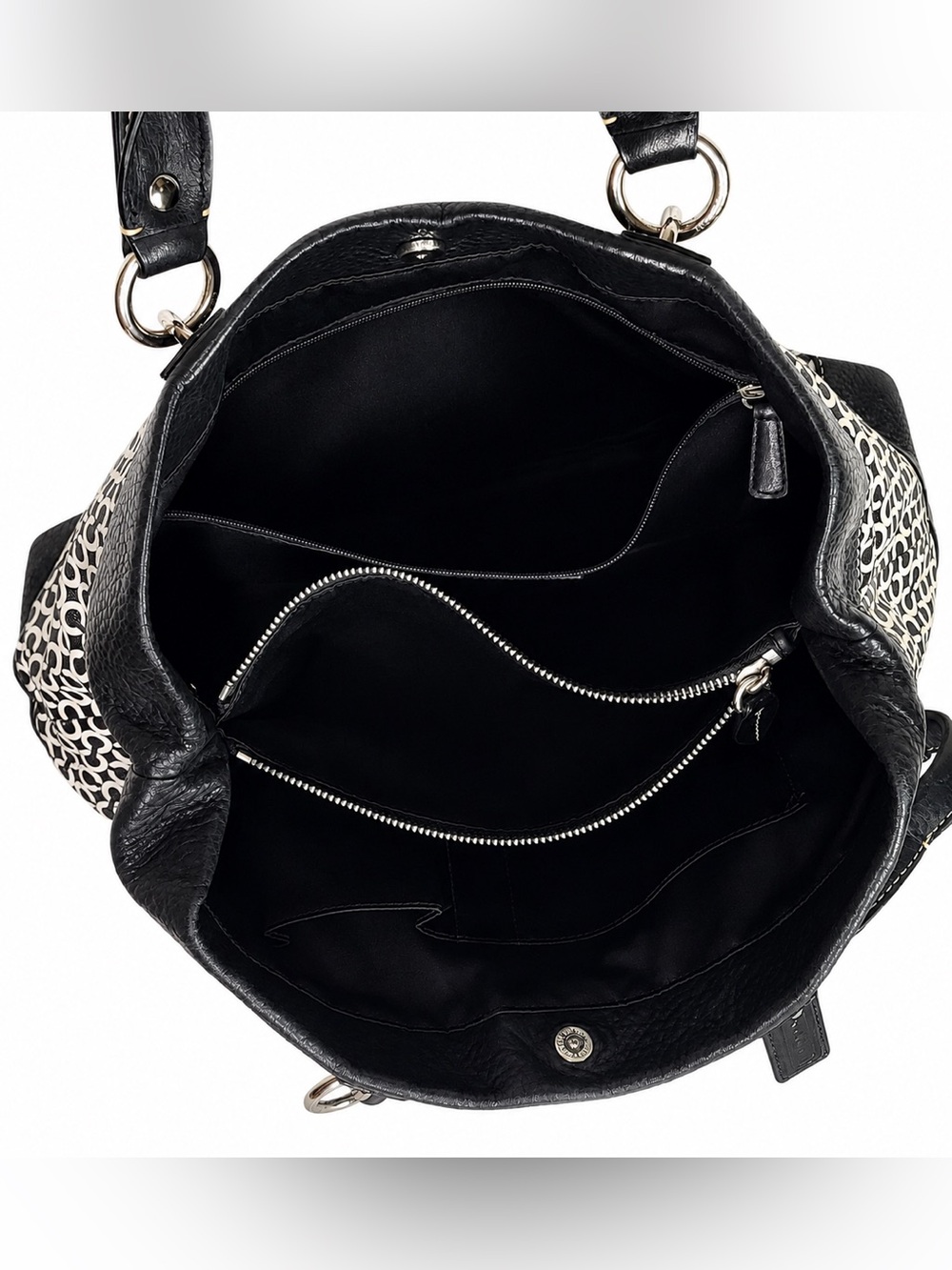 Coach Penelope Vintage Y2K Op Art Signature Shoulder Tote Black White - Picture 12 of 16